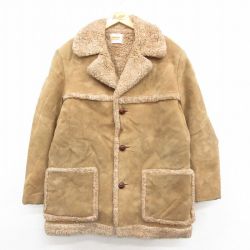 XL★古着 長袖 ジャケット メンズ 80年代 80s USA製 ベージュ 内側ボア 25dec22