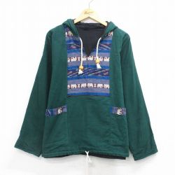 XL★古着 長袖 ジャケット パーカー メンズ ゾウ 大きいサイズ 緑他 25dec25