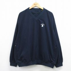 XL★古着 長袖 ジャケット メンズ アムステルダム 大きいサイズ Vネック 紺 25dec25
