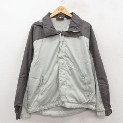 L★古着 ティンバーランド 長袖 ジャケット パーカー メンズ 00年代 00s ワンポイントロゴ リップストップ ツートンカラー 薄グレー他 内側メッシュ 25dec29