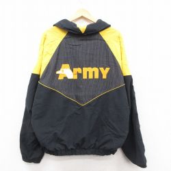 XL★古着 長袖 ジャケット メンズ 90年代 90s Army ラグラン 大きいサイズ USA製 黒他 内側メッシュ 25dec29
