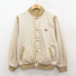 L★古着 プーマ puma 長袖 ジャケット メンズ ワンポイントロゴ リバーシブル ベージュ 26jan09