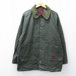 XL★古着 ウールリッチ 長袖 ジャケット メンズ 90年代 90s 襟コーデュロイ 大きいサイズ ロング丈 USA製 濃緑【spe】 26jan15