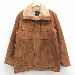 XL★古着 JCペニー 長袖 ジャケット コート メンズ 80年代 80s 大きいサイズ ロング丈 茶 内側ボア 26feb02