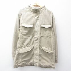 XL★古着 STRUCTURE 長袖 ジャケット メンズ ロング丈 コットン ベージュ系 26feb10