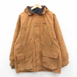 XL★古着 エルエルビーン 長袖 ジャケット パーカー メンズ 80年代 80s 大きいサイズ コットン USA製 茶 内側ウール【spe】 26feb10