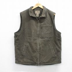 XL★古着 エルエルビーン ベスト メンズ ダック地 大きいサイズ コットン 緑 26feb16