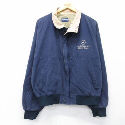 XL★古着 ホロウェイ 長袖 ジャケット メンズ 90年代 90s メルセデスベンツ 大きいサイズ コットン USA製 濃紺 26feb20