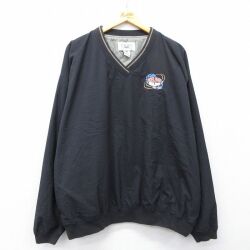XL★古着 長袖 ジャケット メンズ 00年代 00s NCAA 大きいサイズ Vネック 黒 26feb20