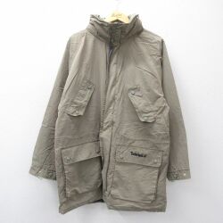 XL★古着 ティンバーランド 長袖 ジャケット メンズ 00年代 00s ワンポイントロゴ ラグラン ロング丈 ベージュ系 26feb25
