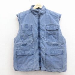 L★古着 バンヒューセン ベスト メンズ 00年代 00s コットン 薄紺 26mar05