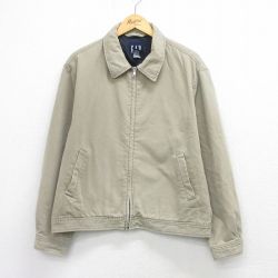 XL★古着 ギャップ GAP 長袖 ジャケット スイングトップ メンズ 00年代 00s ダック地 コットン ベージュ系【spe】 26mar06