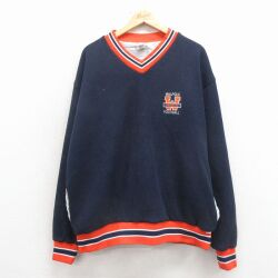 XL★古着 ラッセル 長袖 ジャケット メンズ 80年代 80s フットボール 大きいサイズ サーマル地 USA製 紺他 26mar16