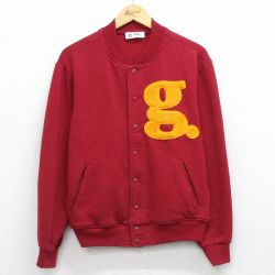 M★古着 長袖 スウェット ジャケット メンズ 90年代 90s g USA製 エンジ 26apr01
