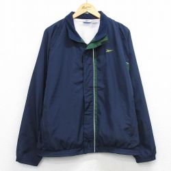 XL★古着 リーボック 長袖 ジャケット メンズ 00年代 00s ワンポイントロゴ ラグラン 紺他 内側メッシュ 26apr01