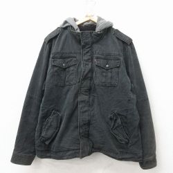 XL★古着 リーバイス Levis 長袖 ジャケット パーカー メンズ 大きいサイズ コットン 黒 内側ボア 26apr04