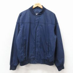 XL★古着 長袖 ダービーショルダーカップ ジャケット メンズ 80年代 80s 大きいサイズ 紺 26apr04