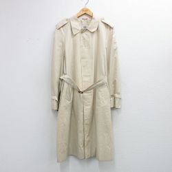 L★古着 アクアスキュータム 長袖 トレンチ コート メンズ 80年代 80s ラグラン ロング丈 カナダ製 薄ベージュ 26apr07