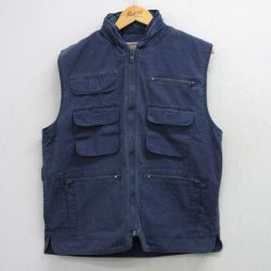 L★古着 バナナリパブリック サファリ ベスト メンズ 80年代 80s コットン 紺 26apr22