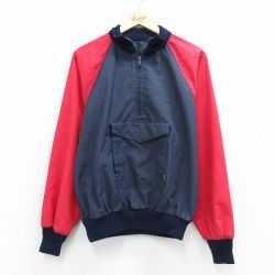 L★古着 長袖 ハーフジップ ジャケット メンズ 80年代 80s ツートンカラー USA製 赤他 26may02
