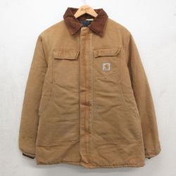 XL★古着 カーハート 長袖 トラディショナル ジャケット メンズ 90年代 90s ダック地 襟コーデュロイ USA製 茶系他【spe】 26may07
