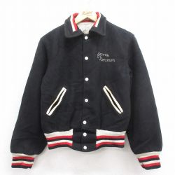 S★古着 長袖 スタジャン メンズ 80年代 80s 黒 ブラック 25oct02 中古 アウター ジャンパー ブルゾン
