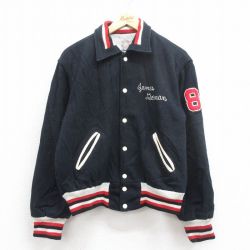 L★古着 長袖 スタジャン メンズ 80年代 80s USA製 黒 ブラック 25oct02 中古 アウター ジャンパー ブルゾン