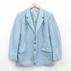 M★古着 長袖 テーラード ジャケット メンズ 80年代 80s USA製 薄紺 ネイビー 24dec21 中古 アウター