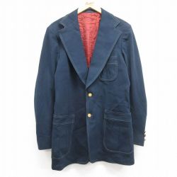 【50%OFF】M★古着 リー Lee 長袖 テーラード ジャケット メンズ 80年代 80s ロング丈 USA製 紺 ネイビー 25jan21 中古 アウター