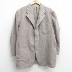 L★古着 長袖 テーラード ジャケット メンズ 90年代 90s コーデュロイ 太畝 ロング丈 ウール イタリア製 ベージュ カーキ 25feb01 中古 アウター