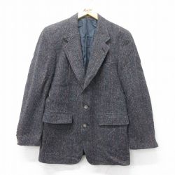 【50%OFF】S★古着 長袖 テーラード ジャケット メンズ 80年代 80s ウール USA製 黒他 ブラック チェック 25feb04 中古 アウター