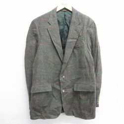 L★古着 長袖 テーラード ジャケット メンズ 90年代 90s ツイード ウール グレー系他 チェック 25feb07 中古 アウター