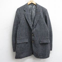 M★古着 ハリスツイード 長袖 テーラード ジャケット メンズ 80年代 80s 手織り ウール USA製 グレー他 25dec11