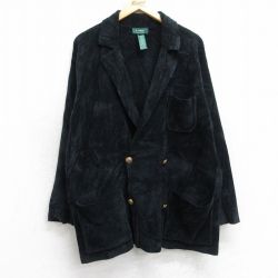 XL★古着 ラルフローレン 長袖 ブランド テーラード ジャケット メンズ コーデュロイ 黒 25dec11