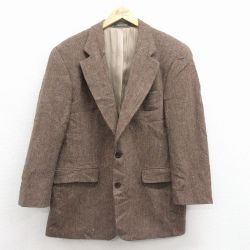 L★古着 ラルフローレン チャップス 長袖 ブランド テーラード ジャケット メンズ 80年代 80s ロング丈 ウール カナダ製 茶 25dec25
