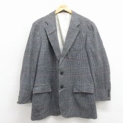 L★古着 ラルフローレン 長袖 ブランド テーラード ジャケット メンズ 90年代 90s ロング丈 USA製 グレー他 チェック【spe】 25dec25