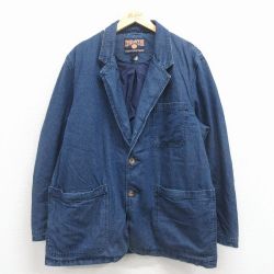 XL★古着 DULUTH TRADING 長袖 テーラード ジャケット メンズ 大きいサイズ コットン 紺 デニム 25dec25