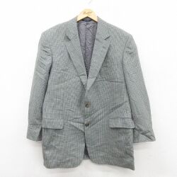 L★古着 ブルックスブラザーズ 長袖 ブランド テーラード ジャケット メンズ 千鳥格子 ロング丈 ウール カナダ製 紺他 26jan09