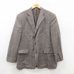 L★古着 ブルックスブラザーズ 長袖 ブランド テーラード ジャケット メンズ ロング丈 ウール グレー他 チェック 26jan09
