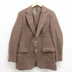 M★古着 長袖 テーラード ジャケット メンズ 80年代 80s ハリスツイード ロング丈 手織り ウール USA製 茶他 26jan20