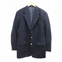 M★古着 ラルフローレン チャップス 長袖 ブランド テーラード ジャケット ブレザー メンズ 90年代 90s ロング丈 ウール カナダ製 紺26feb03