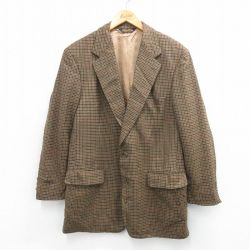 M★古着 ブルックスブラザーズ 長袖 ブランド テーラード ジャケット メンズ 90年代 90s ロング丈 ウール USA製 茶他 チェック【spe】26feb03
