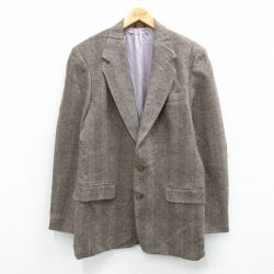 M★古着 カルバンクライン 長袖 ブランド テーラード ジャケット メンズ 90年代 90s ロング丈 ウール USA製 茶系他26feb03