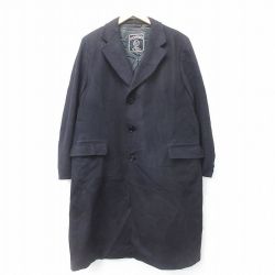 XL★古着 長袖 ウール コート メンズ 90年代 90s ロング丈 USA製 濃紺 ネイビー 【spe】 24nov21 中古 アウター