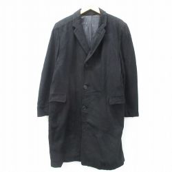 【50%OFF】XL★古着 長袖 ウール コート メンズ 90年代 90s ロング丈 黒 ブラック 25jan08 中古 アウター