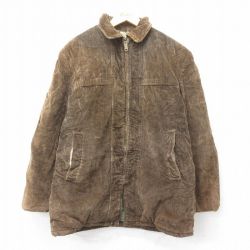 【50%OFF】XL★古着 長袖 ビンテージ コーデュロイ ジャケット メンズ 00年代 00s 太畝 タロン 茶 ブラウン 内側キルティング 25jan21 中古 アウター