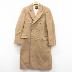 M★古着 長袖 ウール コート メンズ ロング丈 ベージュ カーキ 25jan28 中古 アウター