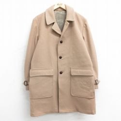 【50%OFF】M★古着 長袖 ウール コート メンズ 80年代 80s ロング丈 ベージュ カーキ 内側ウール 25jan31 中古 アウター