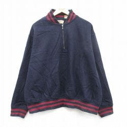 【50%OFF】XL★古着 長袖 ハーフジップ ウール ジャケット メンズ 00年代 00s 大きいサイズ 紺 ネイビー 25feb04 中古 アウター