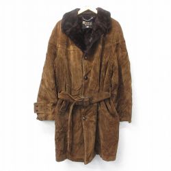 【50%OFF】XL★古着 シアーズ 長袖 ビンテージ コーデュロイ コート メンズ 70年代 70s 太畝 大きいサイズ ロング丈 コットン 茶 ブラウン 内側ボア 【spe】 25feb03 中古 アウター